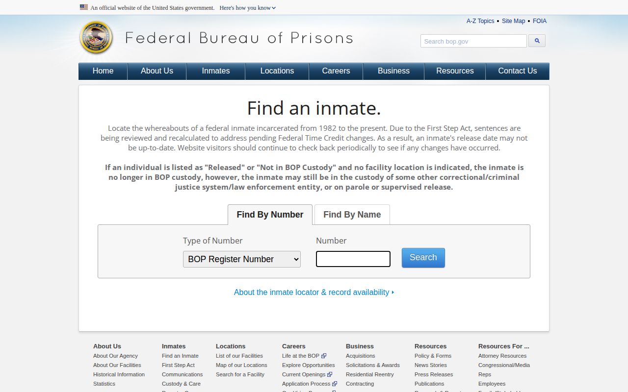 Federal locator for a Koochiching County inmate release path